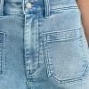 Stretch Terry Patch Pocket Short - Mid Wash