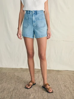 Stretch Terry Patch Pocket Short - Mid Wash