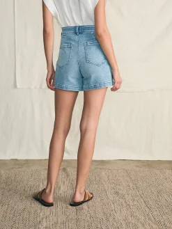 Stretch Terry Patch Pocket Short - Mid Wash