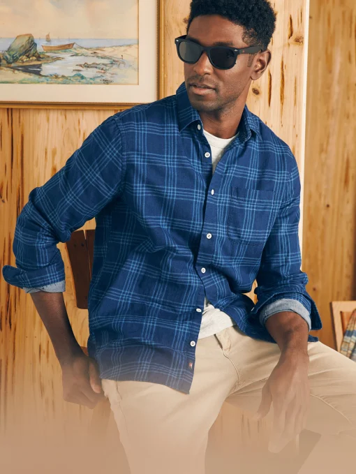 Sunwashed Chambray Shirt - Navy Night Windowpane