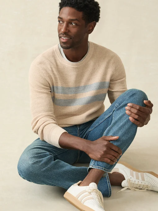 Sunwashed Crewneck Sweater - Dune Natural Surf Stripe