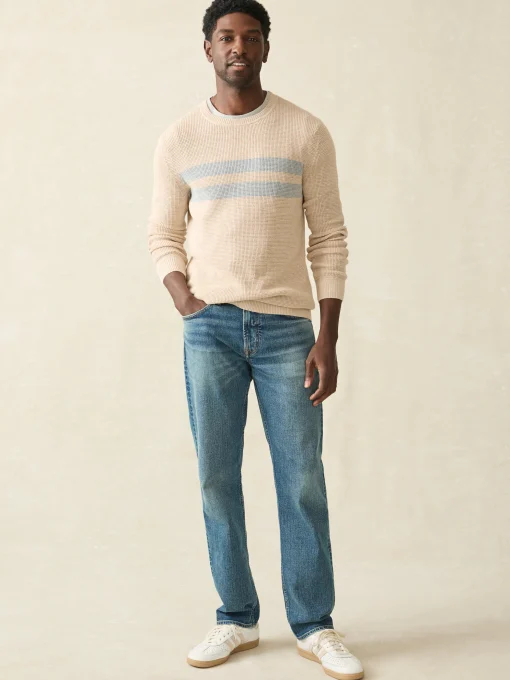 Sunwashed Crewneck Sweater - Dune Natural Surf Stripe