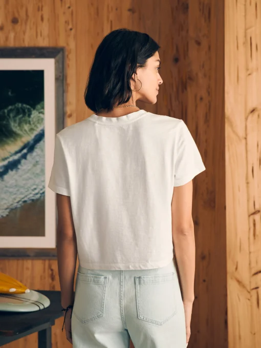 Sunwashed Cropped Crew Tee - White