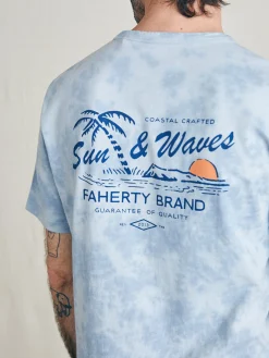 Sunwashed Graphic Tee - Blue Waves Wash