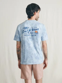 Sunwashed Graphic Tee - Blue Waves Wash