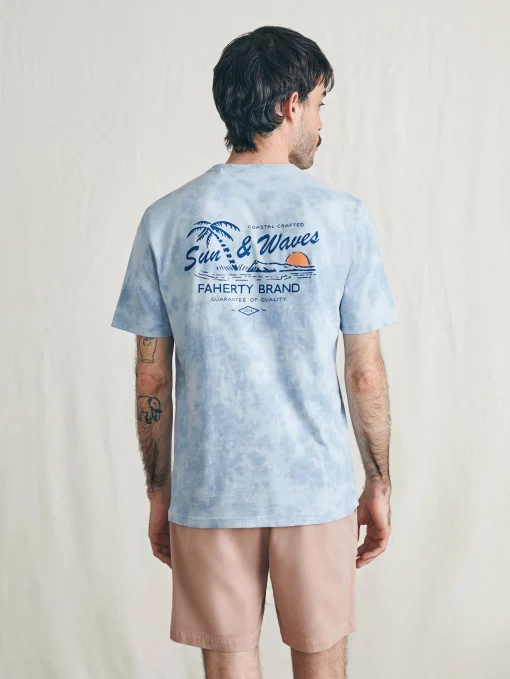 Sunwashed Graphic Tee - Blue Waves Wash
