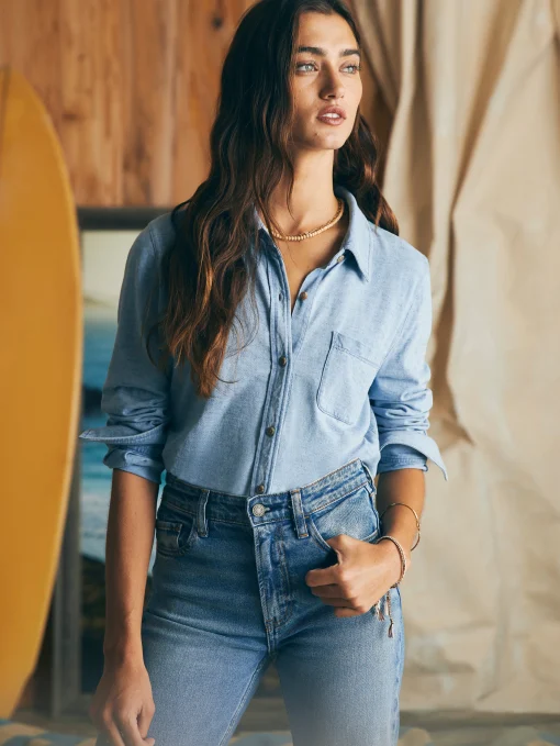 Sunwashed Knit Shirt - Light Indigo Wash
