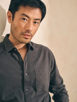 Sunwashed Knit Shirt (Single Pocket) - Washed Black
