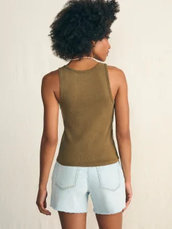 Sunwashed Rib Tank - Military Olive