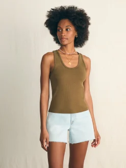 Sunwashed Rib Tank - Military Olive