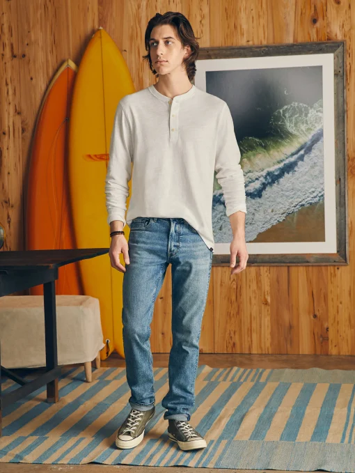 Sunwashed Slub Henley - White