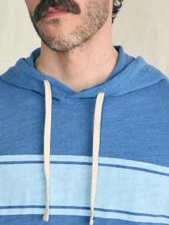Sunwashed Slub Hoodie - Blue Horizon Surf Stripe