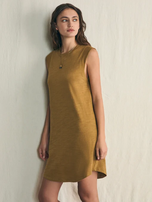 Sunwashed Slub Muscle Dress - Antique Bronze