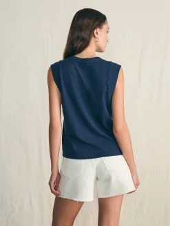 Sunwashed Slub Muscle Tank - Navy Blazer