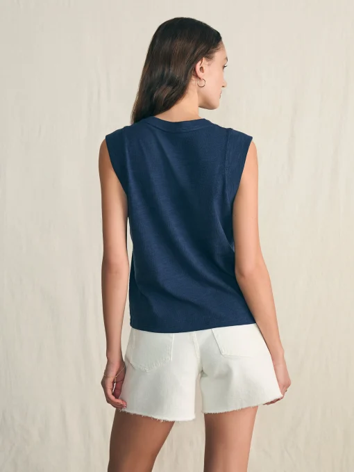 Sunwashed Slub Muscle Tank - Navy Blazer