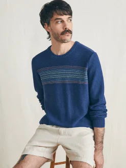 Surf Stripe Crew Sweater - Navy Sea Sunset