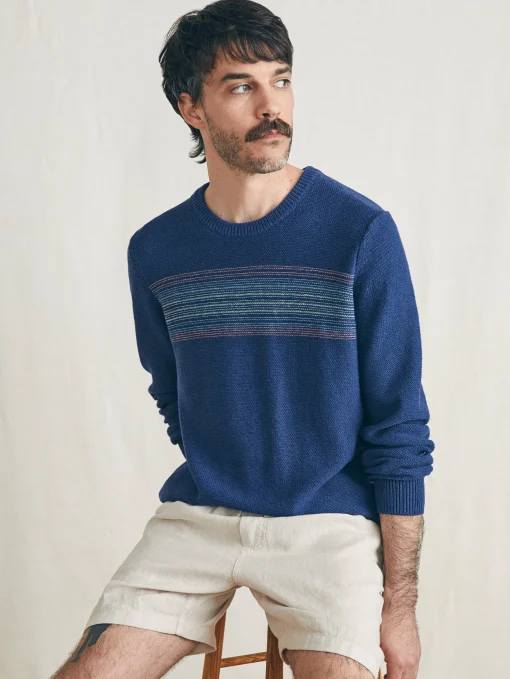 Surf Stripe Crew Sweater - Navy Sea Sunset