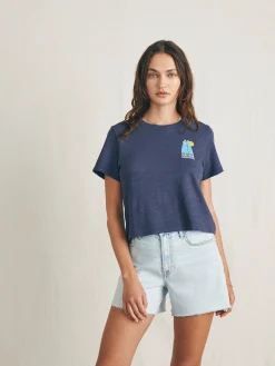 Surfrider Sunwashed Cropped Tee - Dune Navy