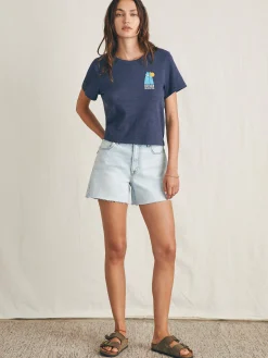 Surfrider Sunwashed Cropped Tee - Dune Navy