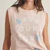 Surfrider Sunwashed Slub Muscle Tank - Peach Whip